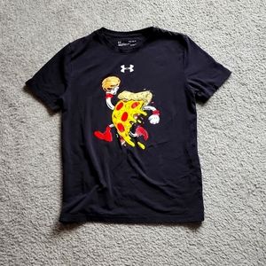 UNDERARMOUR PIZZA BASKETBALL SHIRT. YLG.